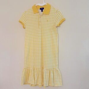 Polo Ralph Lauren girls yellow gingham polo dress size L or 12-14 yrs